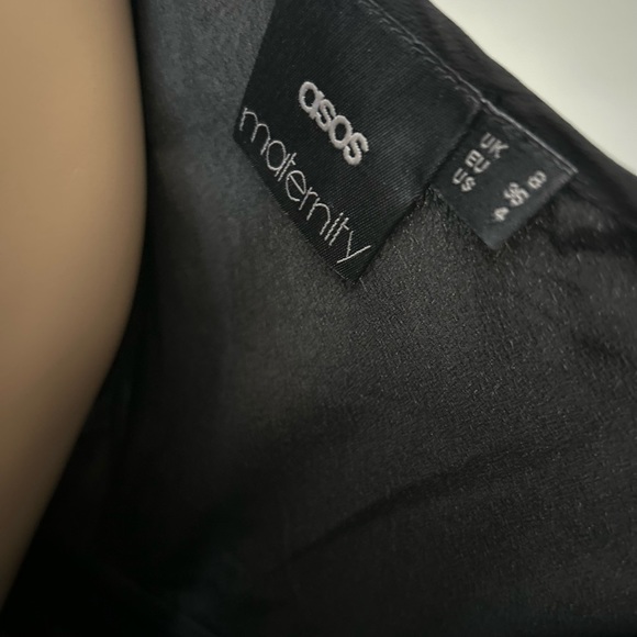 ASOS Maternity Black One Shoulder Maxi Dress Sz 4 Beaded Waist - Picture 8 of 8